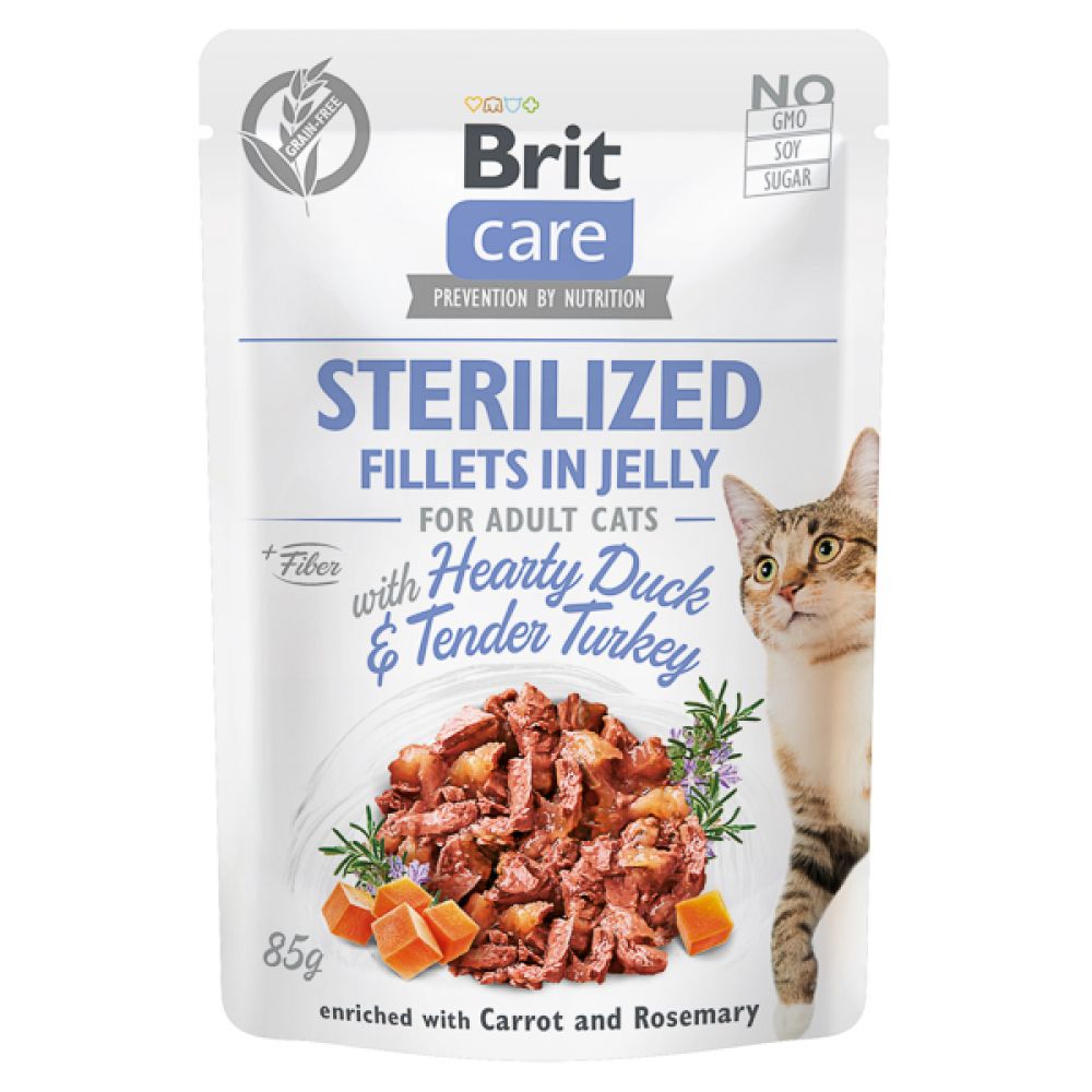 Brit Care Cat Sterilised cu rață și curcan, 85 g